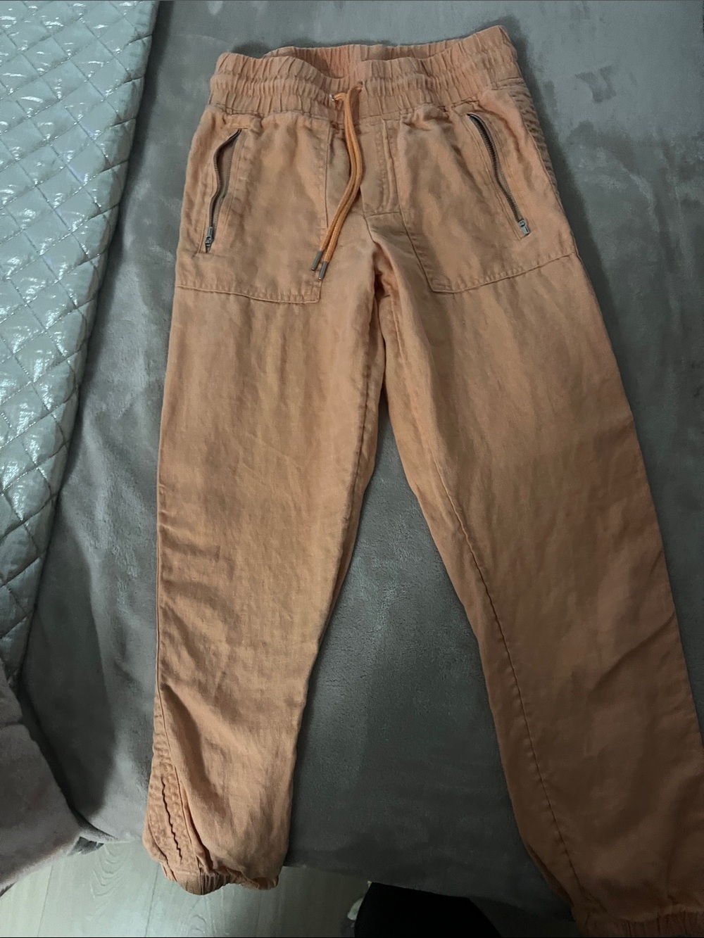 Women's Elastic-Waist Track Joggers in Tan